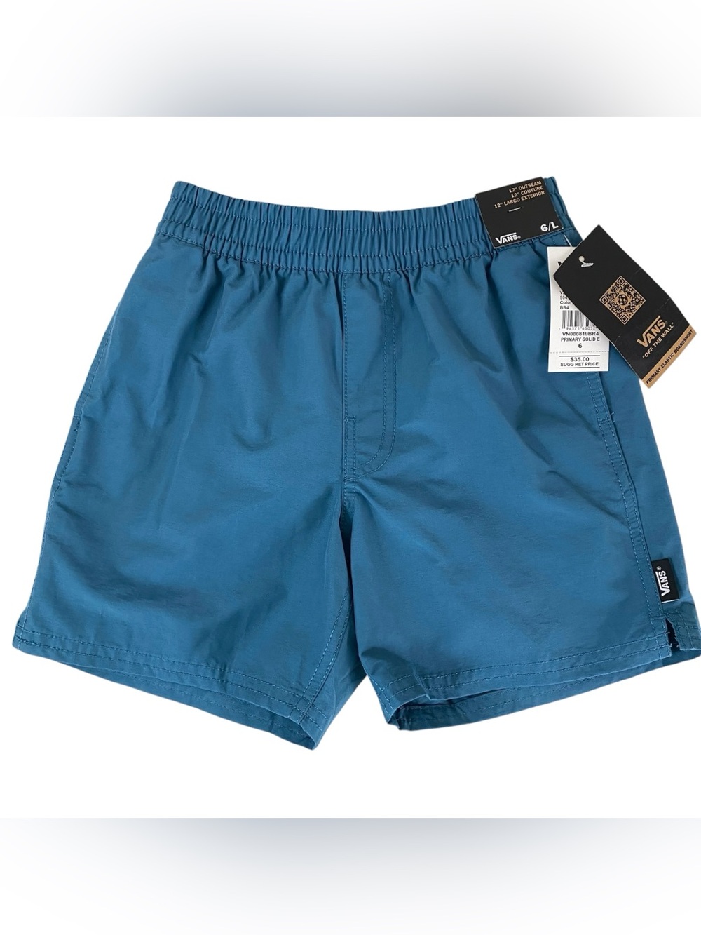 Van Boys Primary Elastic Board Shorts Size 6 Swim Blue Pockets Lined